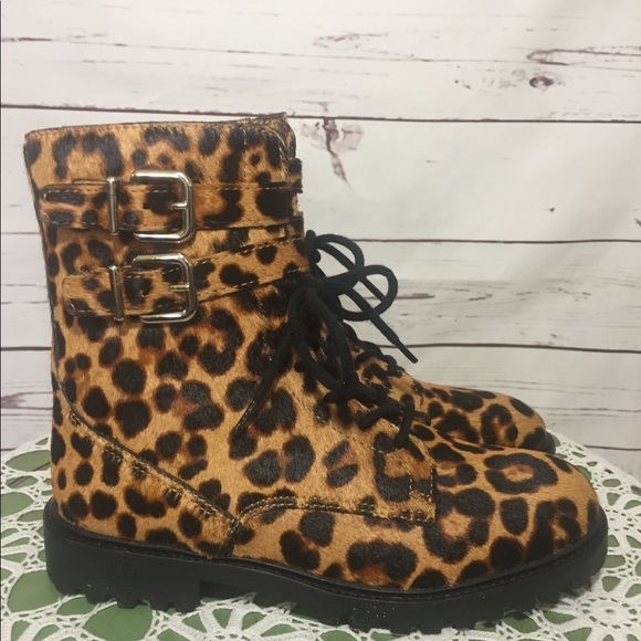 🌸NWOB Antonio Melani Dyed Cow Hair Combat Style Boots - Picture 2 of 12